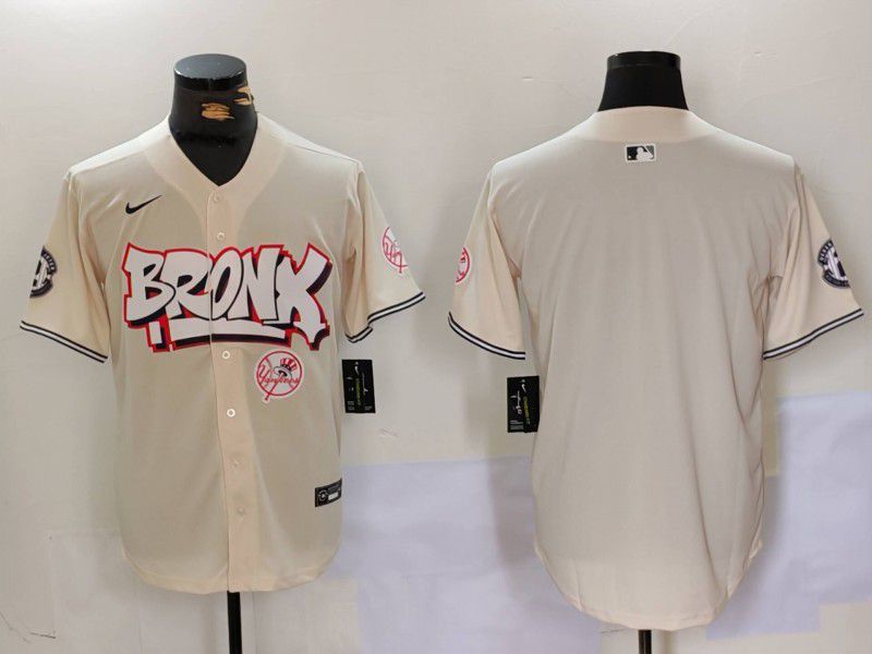 Men New York Yankees Blank Cream joint name 2024 Nike MLB Jersey style 2
